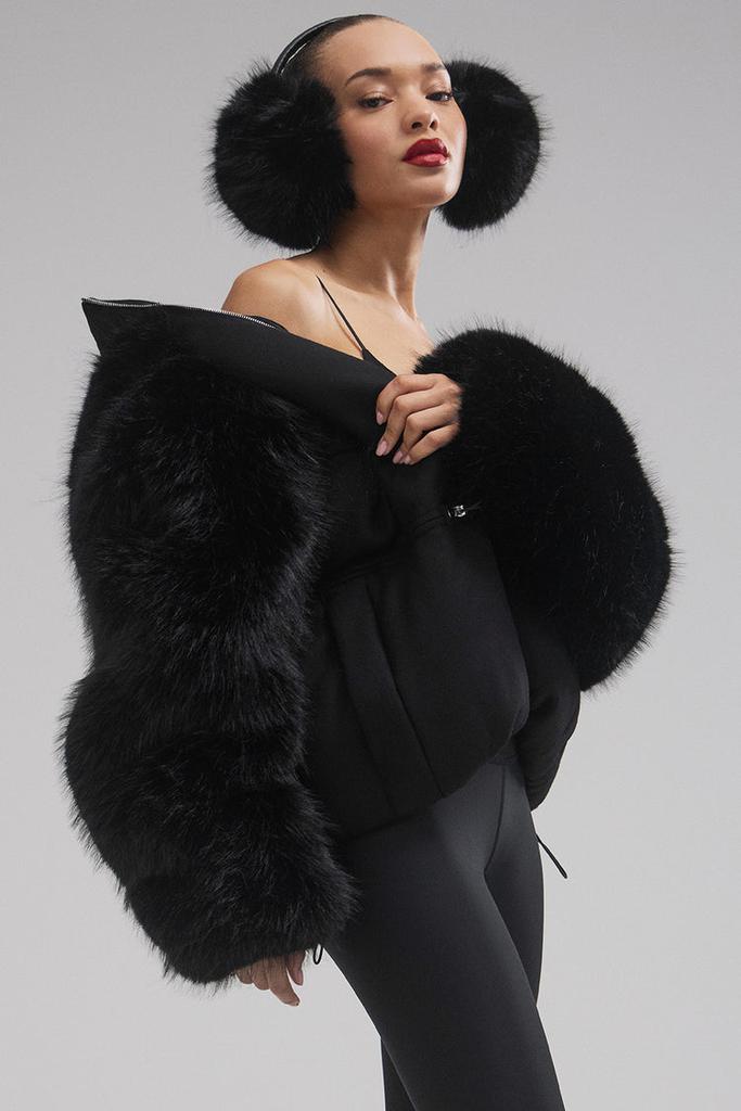 Alo La Premiere Opulent Faux Fur Stunner Jacket - Black/Black