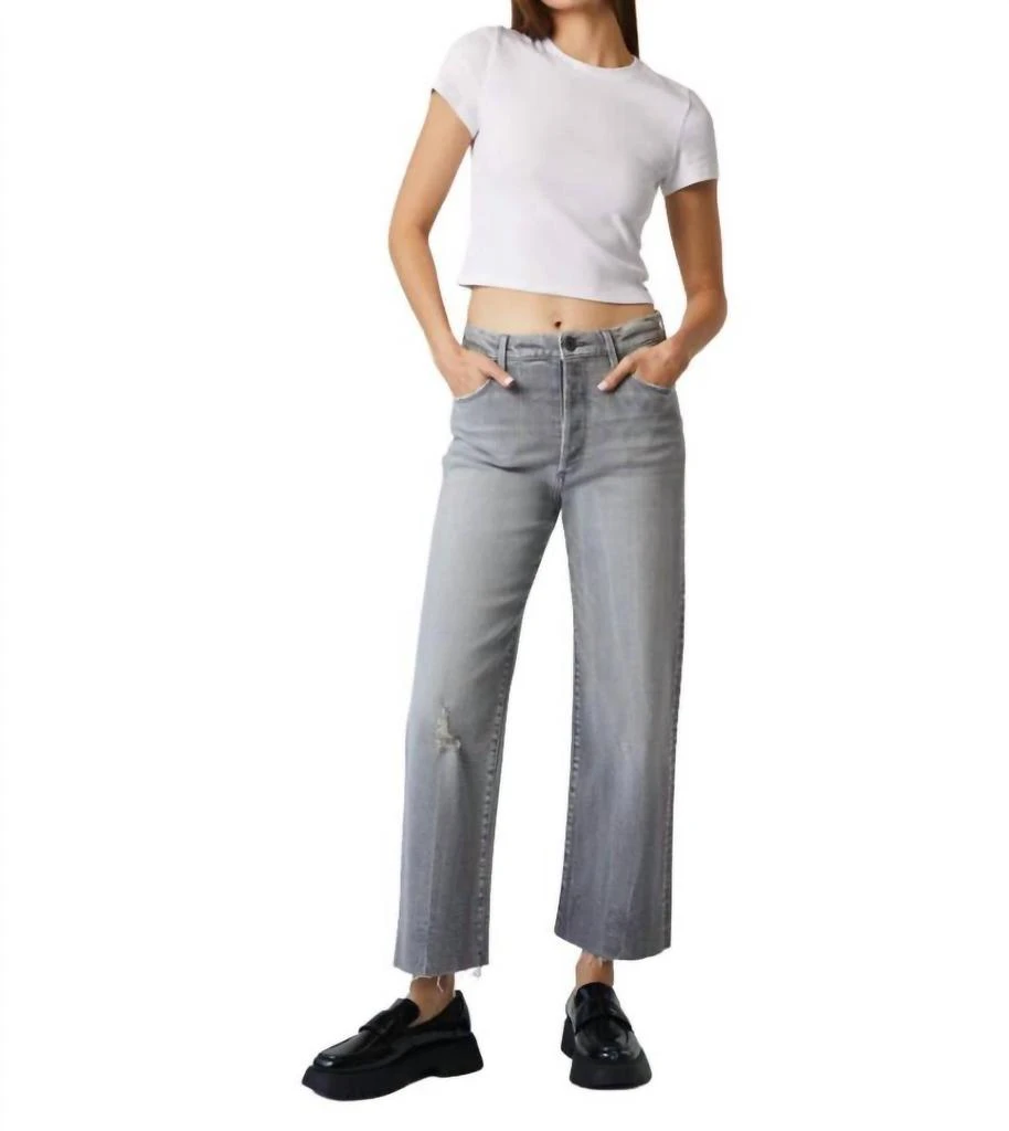 Edyson Vincent Wide Straight Leg Raw Hem In Hidden Grey Logan Wash 1