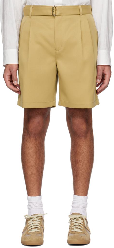 Solid Homme Beige Pleated Shorts