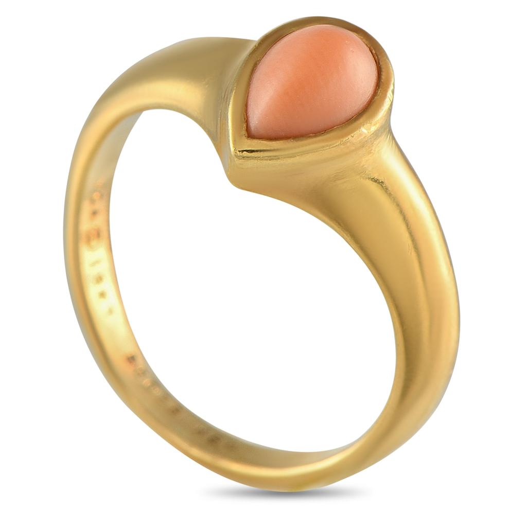 Van Cleef & Arpels 18K Yellow Gold Coral Ring VC27-052825