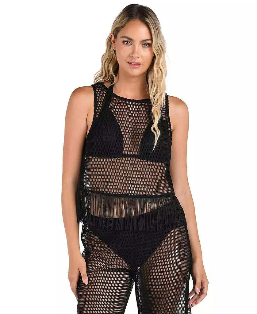 La Blanca Women's Fringe-Trim Sheer Tank Top 1