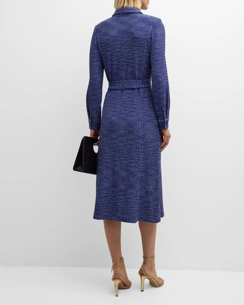 Misook Belted Button-Front Tweed Knit Midi Dress - Heritage Fit 5