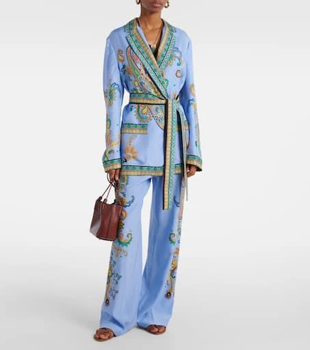 ETRO Paisley silk twill wrap blazer 2