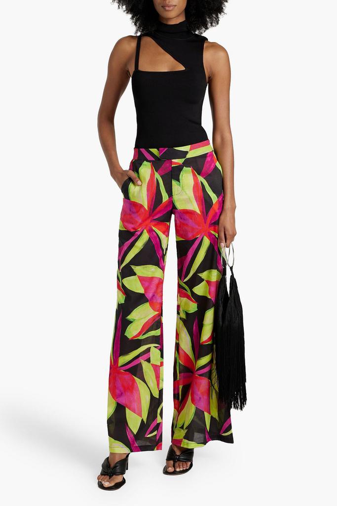 LOUISA BALLOU Floral-print voile wide-leg pants