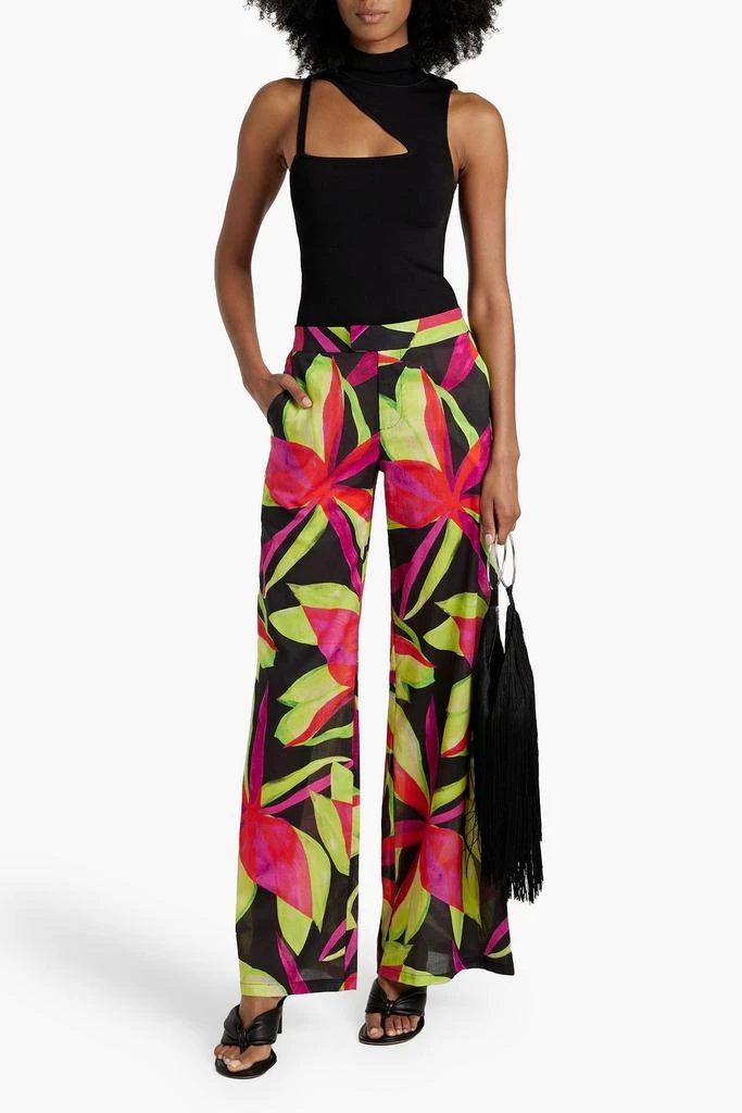 LOUISA BALLOU Floral-print voile wide-leg pants 2