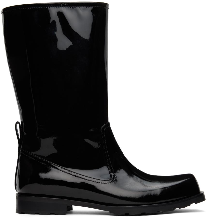 We11done Black Enamel Combat Boots