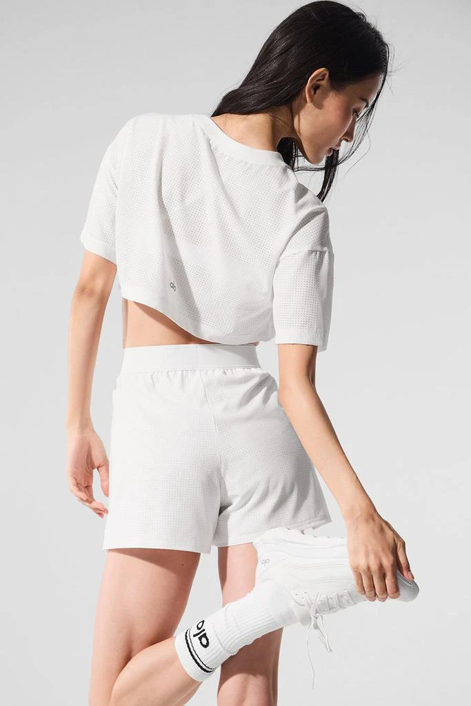 Alo Mesh Cropped Mirage Tee - White 3