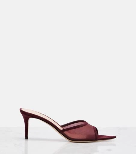Gianvito Rossi Pointy 70 suede and organza mules 4
