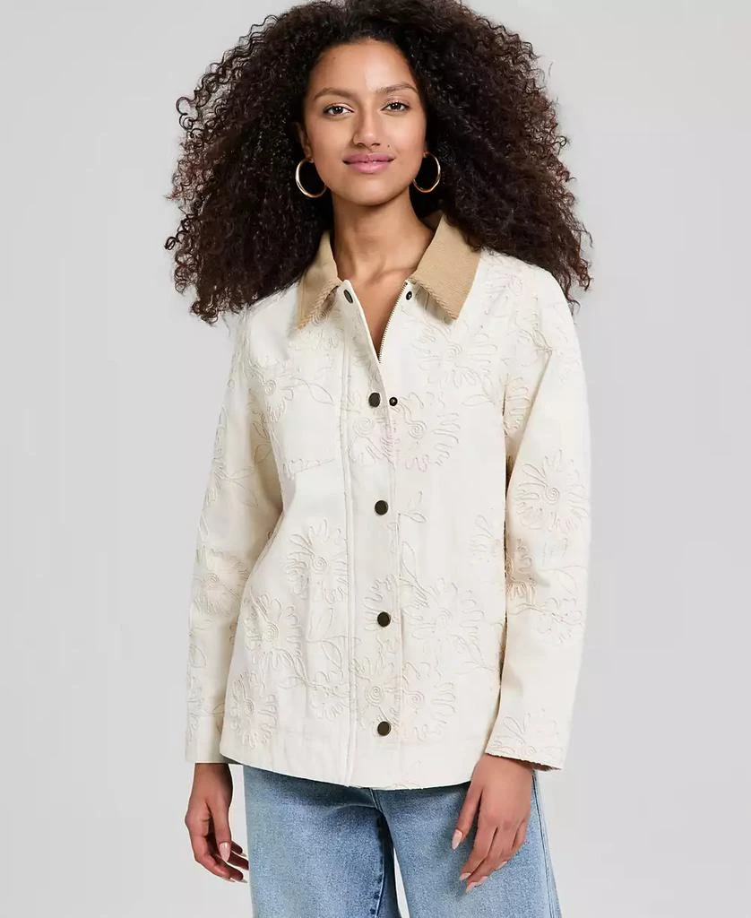 And Now This Women
s Cotton Embroidered Barn Jacket, Macy
s Exclusive