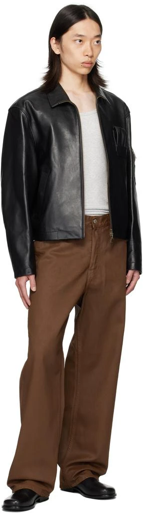 Dries Van Noten Brown Coated Loose Fit Jeans 4
