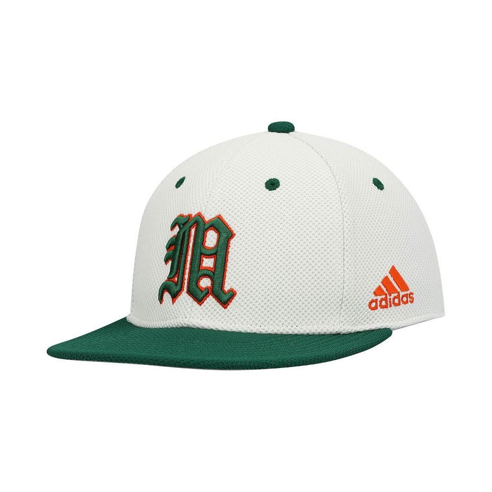 adidas Men's Cream, Green Miami Hurricanes On-Field Baseball Fitted Hat