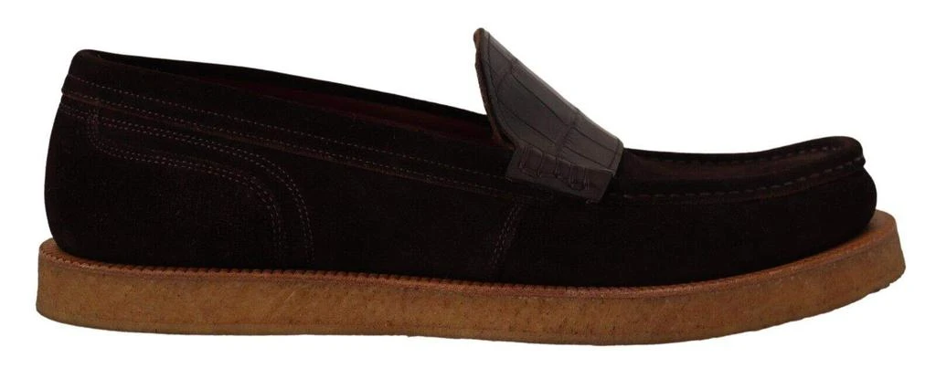 Dolce & Gabbana Dolce & Gabbana Brown Suede Leather Slip On Flats Moccasin Shoes 1