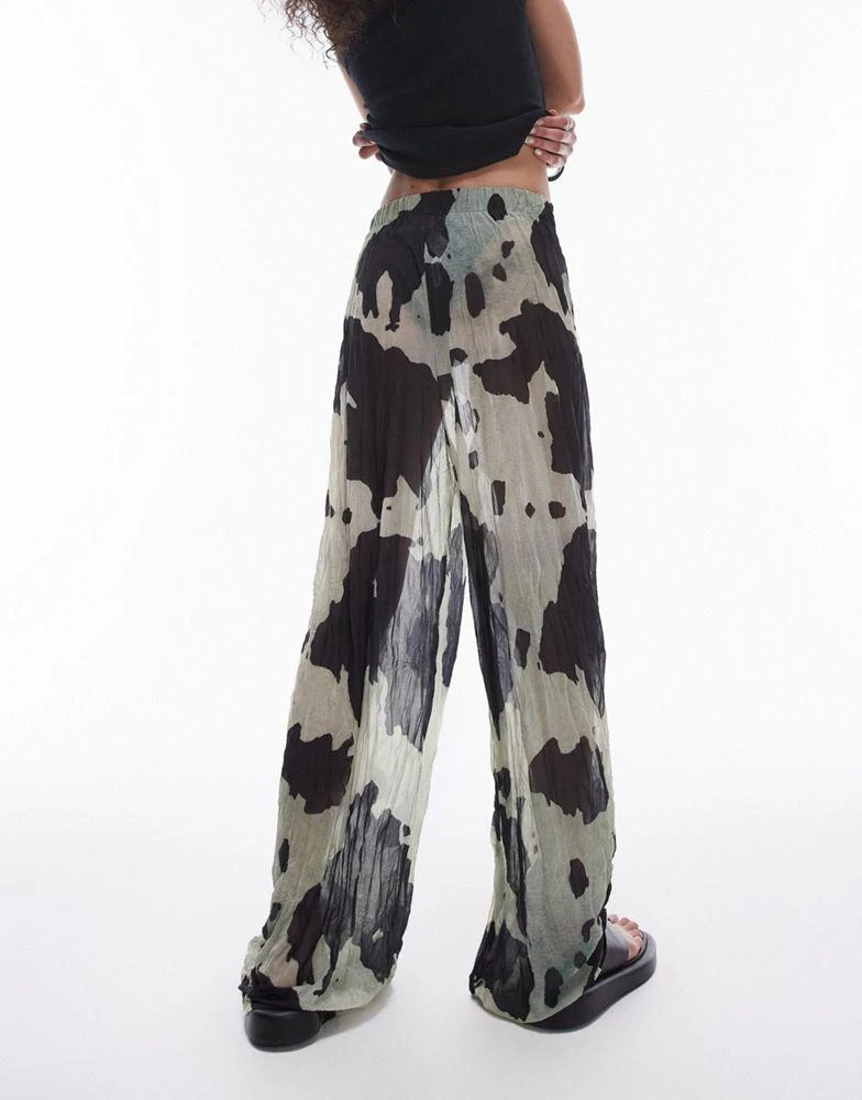 Topshop Topshop cow print sheer crinkle trouser in multi 4