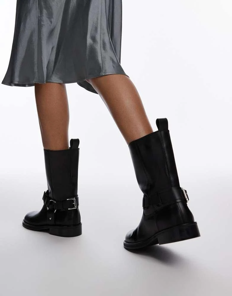 Topshop Topshop Leam premium leather biker boots in black 2