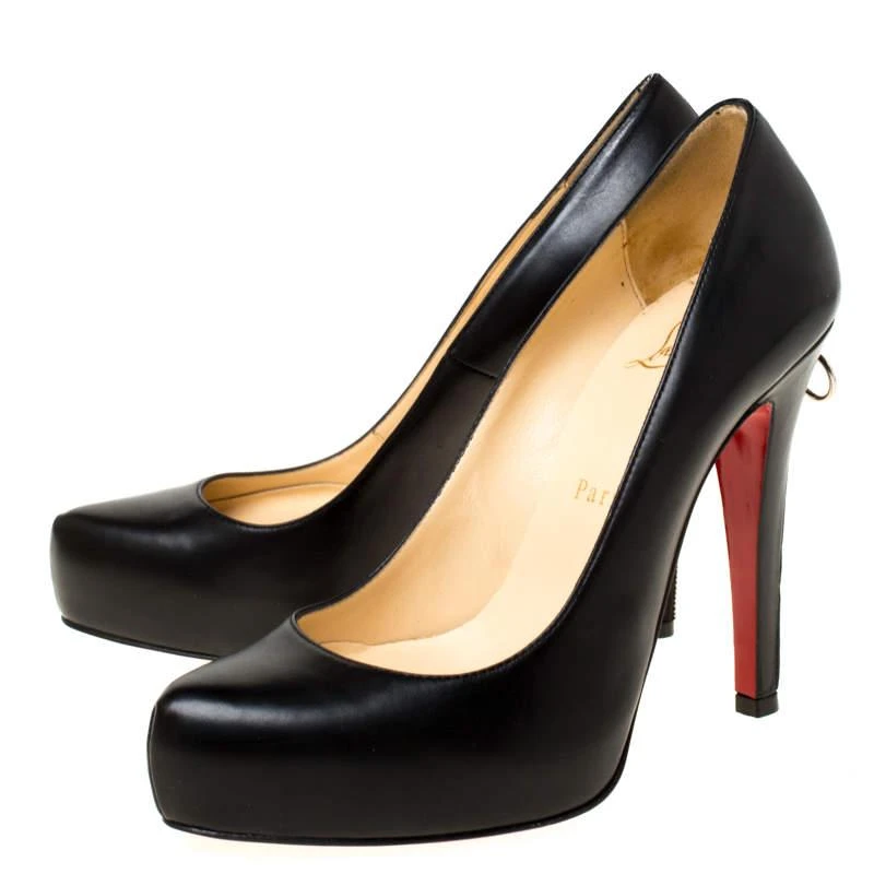 Christian Louboutin Christian Louboutin Black Leather Rolandzip Platform Pumps Size 36 4