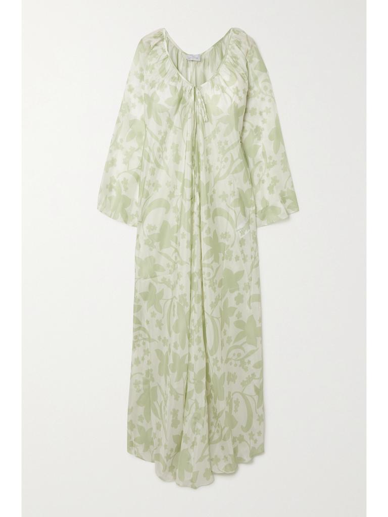Pour Les Femmes 花卉印花真丝电力纺睡裙
