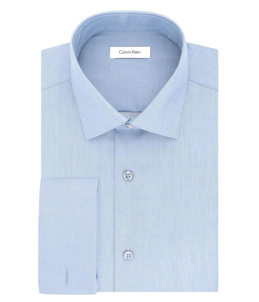 Calvin Klein Dress Shirt Slim Fit Non Iron Solid French Cuff 1