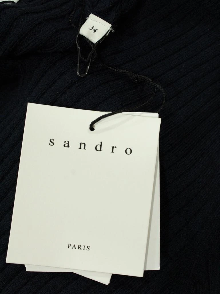 Sandro Paris Sandro Rony Ribbed Knit Midi Dress in Navy Blue Polyamide 4