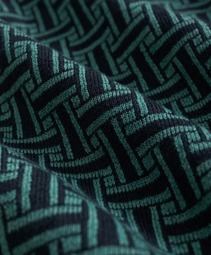 Brooks Brothers Polo Cardigan in Linen-Blend Tropical Basket Pattern 3