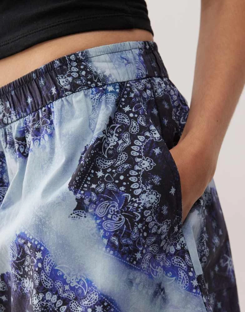 Monki Monki poplin shorts in blue scarf print 3