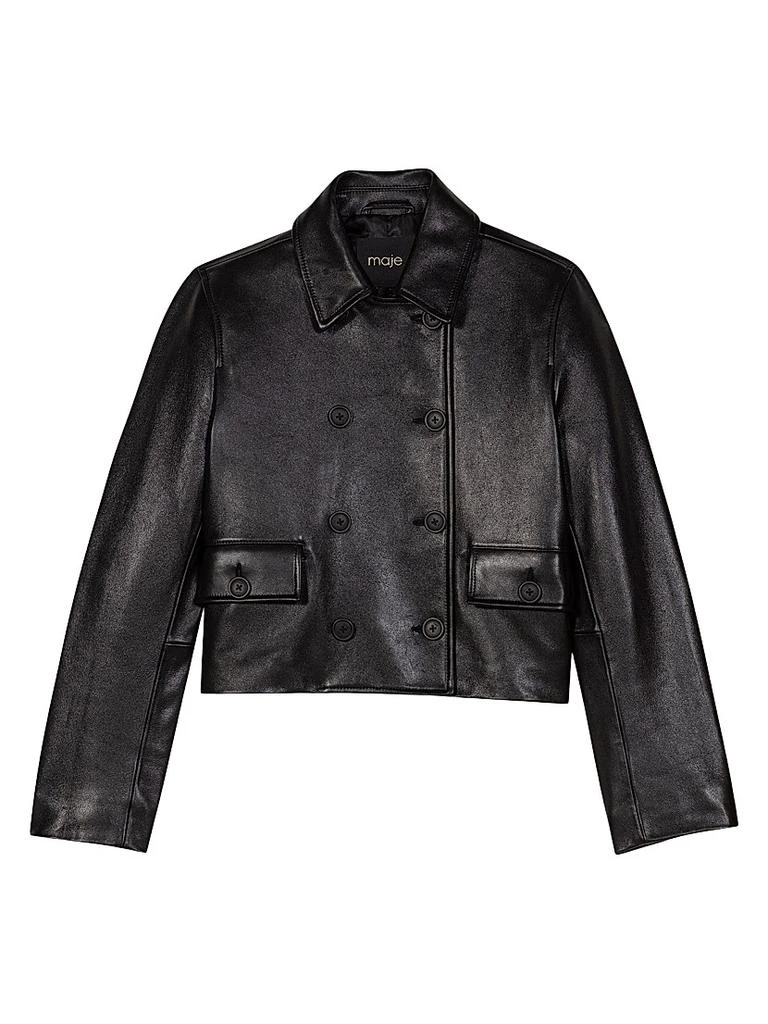 Maje Cropped Leather Jacket 1