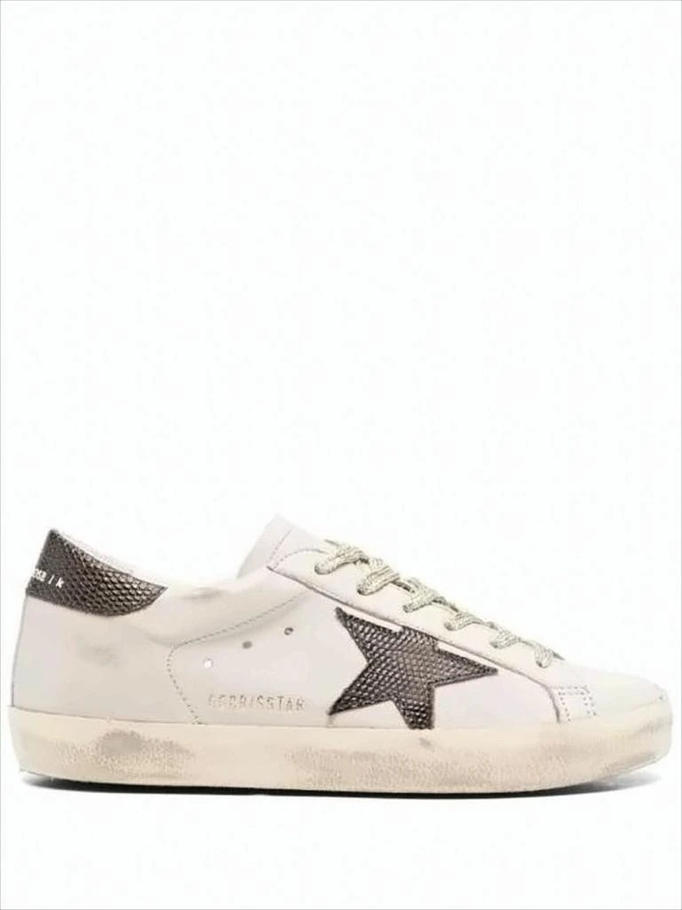 Golden Goose Distressed White Leather Sneakers with Textured Star