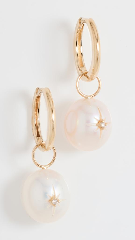 MATEO 14k Diamond Studded Baroque Pearl Drop Earrings