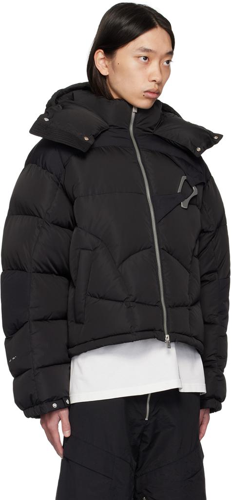 Shop Black Abstract Down Puffer Jacket on Sale at