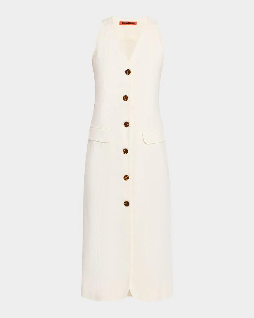 SIMONMILLER Zapata Linen-Blend Midi Dress 1