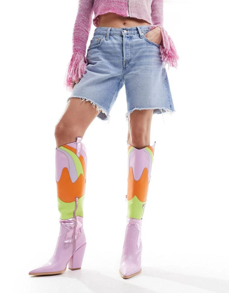 Public Desire Public Desire Archer novelty western boot in multi 4
