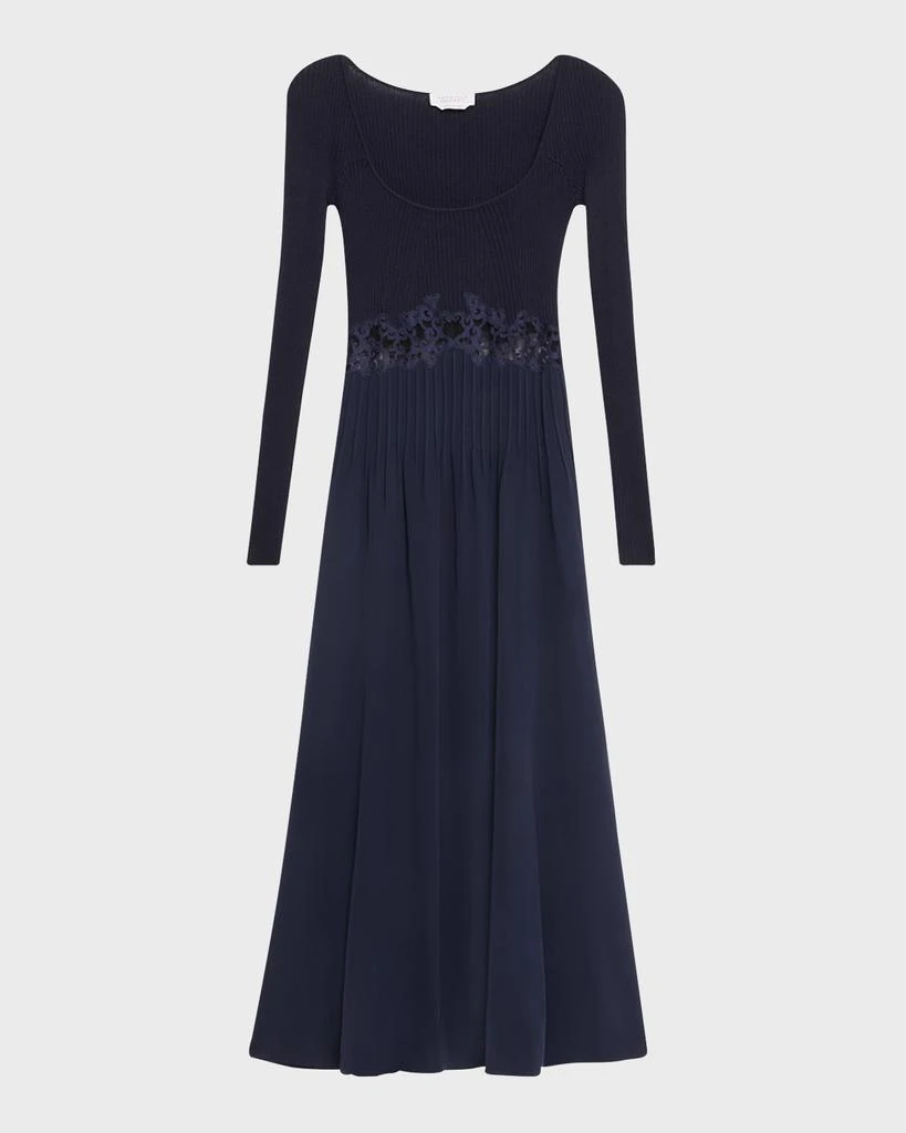 Gabriela Hearst Prior Mixed-Media Lace Long-Sleeve Maxi Dress 1