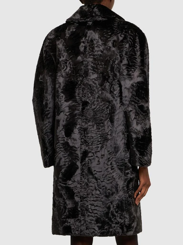 Versace Astrakan Faux Fur Logo Detail Coat 2