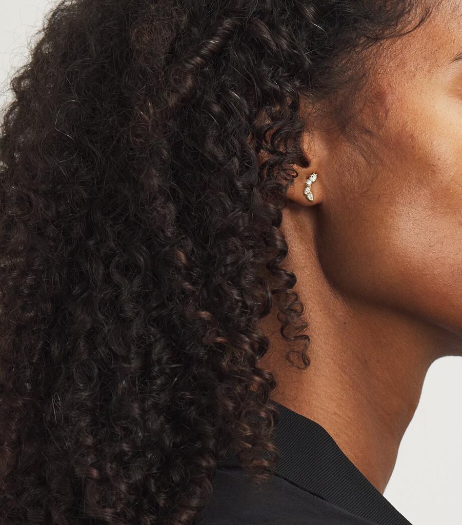 Jade Trau Yellow Gold and Diamond Posey Curve Stud Earrings