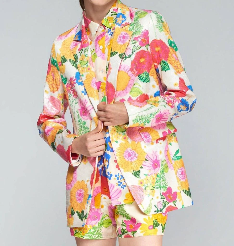 VILAGALLO Sequin Floral Blazer In Yellow Multi 1