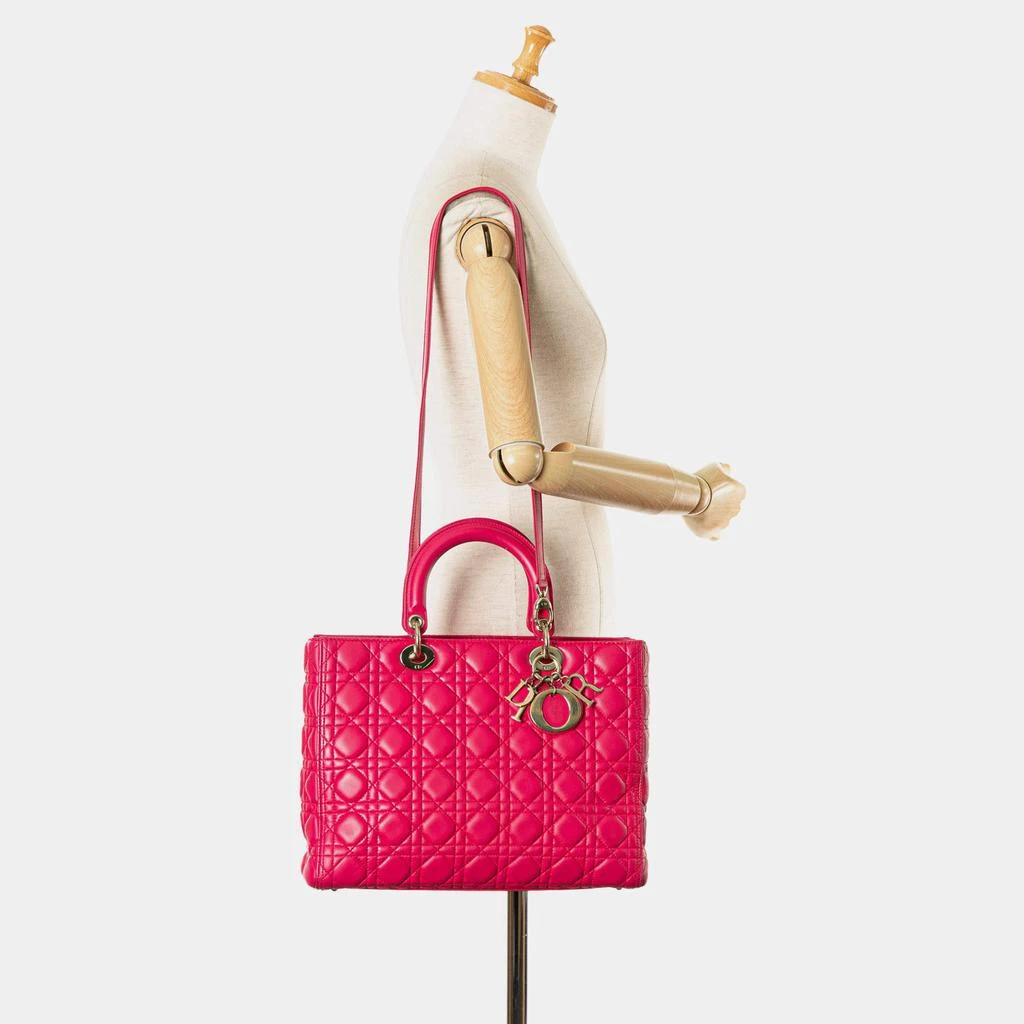 Dior Dior Pink Leather Large Cannage Lady Dior Tote Bag 4
