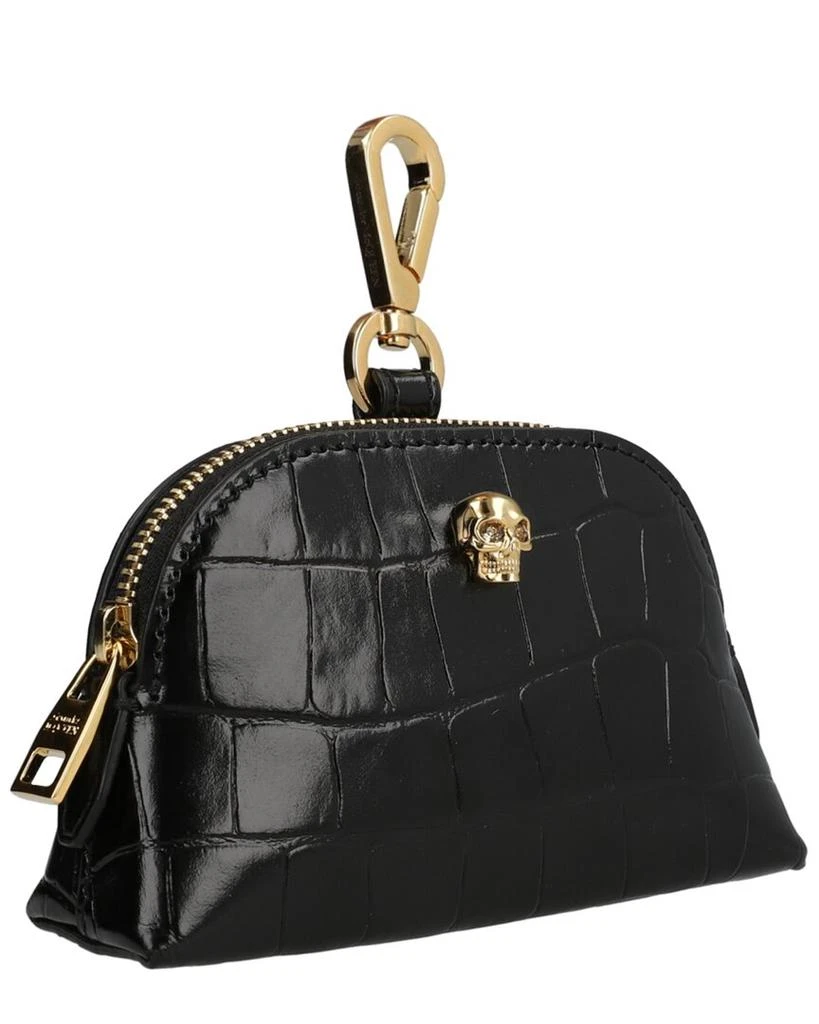 Alexander McQueen Skull Zip Croc-Embossed Leather Coin Purse 2