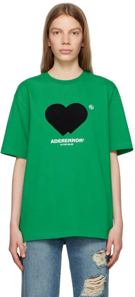 ADER error Green Flocked T-Shirt 1