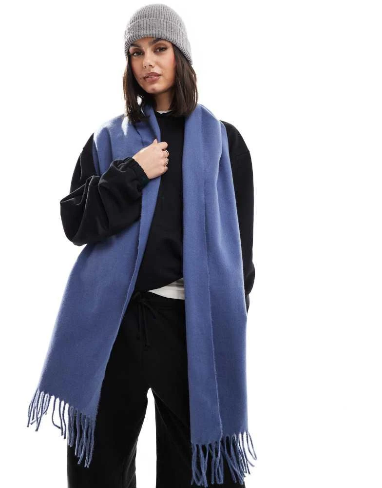 ASOS ASOS DESIGN woven tassels scarf in denim blue 2