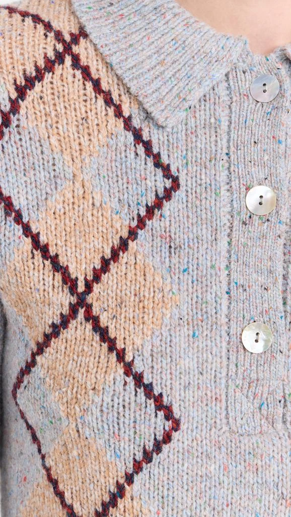 Lingua Franca Lee Tweed Argyle Polo Shirt 5
