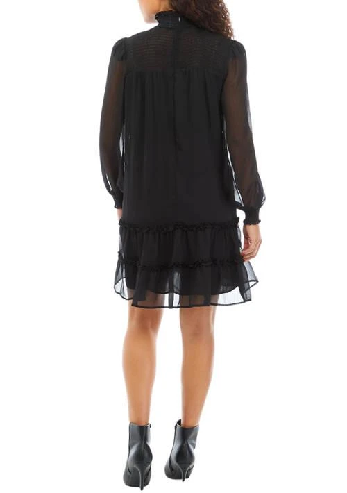 CeCe Petite Long Sleeve Smock Yoke Tiered Dress 2