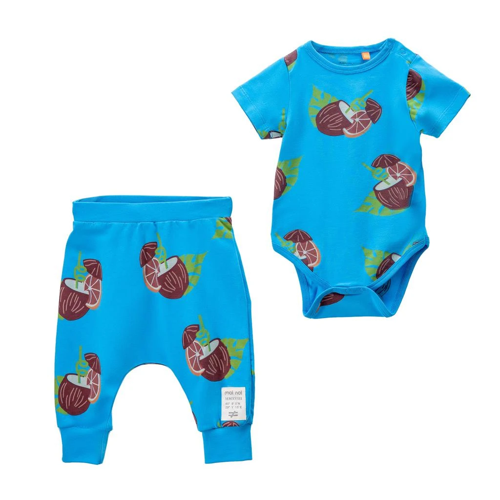 moi noi Blue Coconut Graphic Babysuit Outfit 1