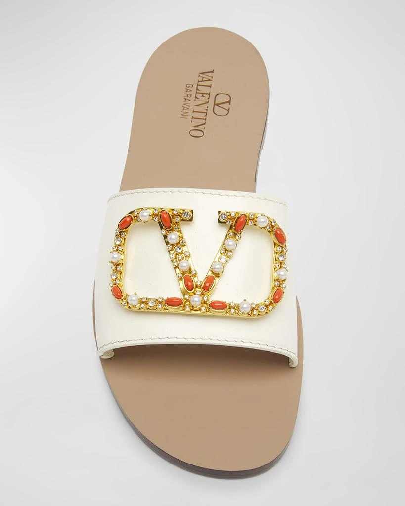 Valentino VLogo Embellished Medallion Slide Sandals 5