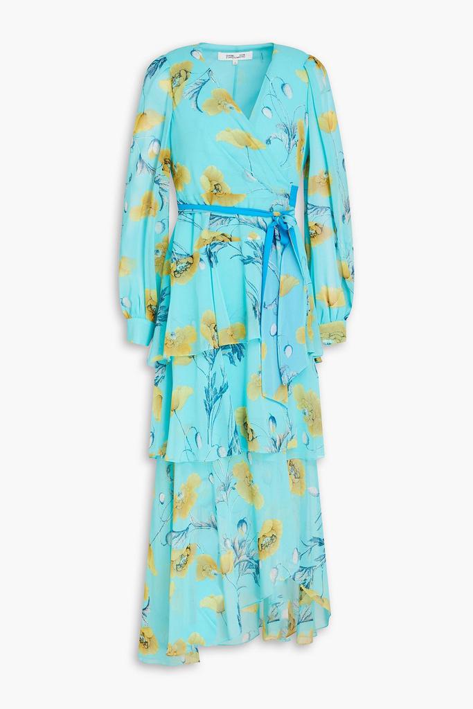 Diane von Furstenberg Silvia tiered floral-print crepe de chine midi wrap dress