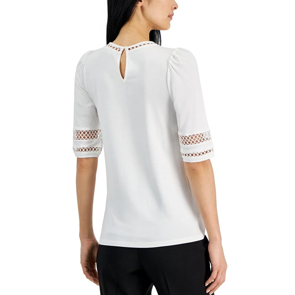 Anne Klein Women's Harmony Lace-Inset Elbow-Sleeve Top 2