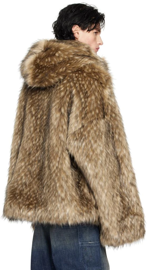 Diesel Brown W-Mag Faux-Fur Coat 3