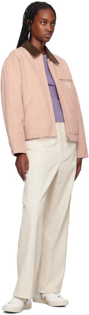 Veja White & Pink Campo Leather Sneakers 5