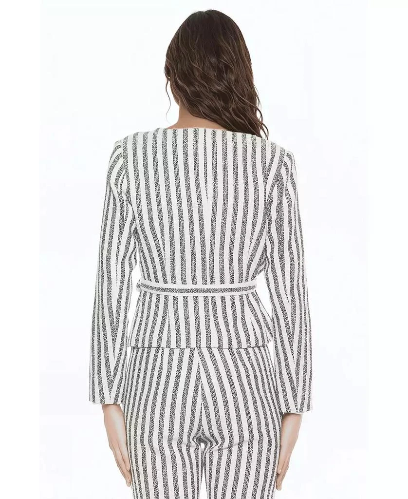 ALEXIA ADMOR Women
s Arjun Striped Long Sleeve Scoop Neck Sweater Jacket 3