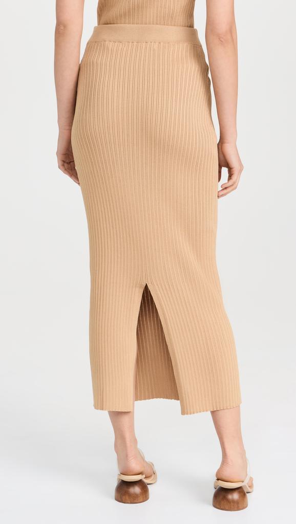 endless rose Ribbed Slit Maxi Skirt