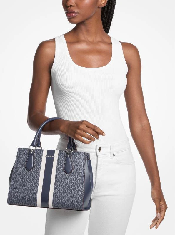 Michael Kors Marilyn Medium Signature Logo Stripe Satchel 1