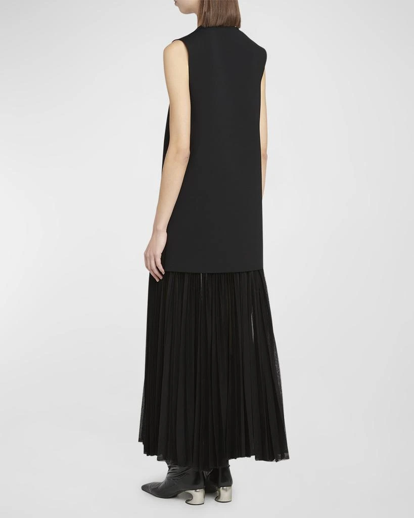 Jil Sander Pleated Sheer-Skirt Sleeveless Maxi Dress 3